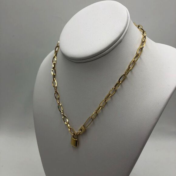 18K Gold Plated Women's Love Lock Necklace Hypoallergenic Waterproof Durable - Picture 5 of 12